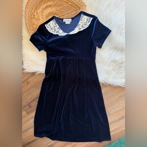 My Michelle Navy Blue Velvet Maxi Vintage Dress Girls Size 12